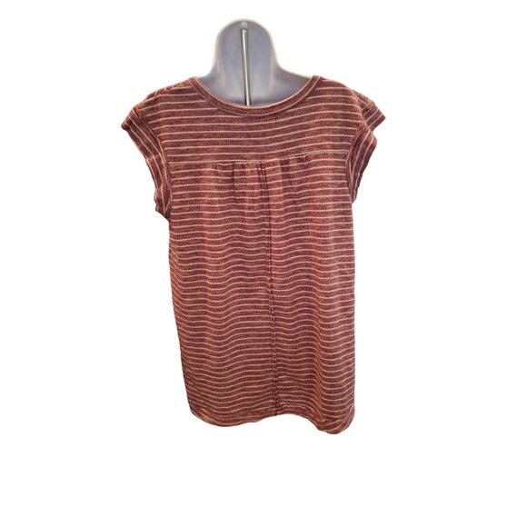 New Directions 3/4 Button Front Cap Sleeves Top Womens Size Large Red Striped - Picture 3 of 8